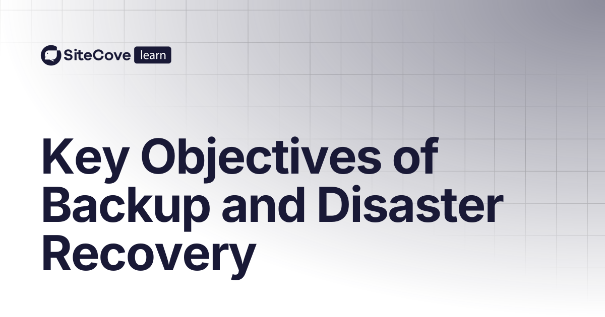 Key Objectives of Backup and Disaster Recovery | SiteCove Learning Center