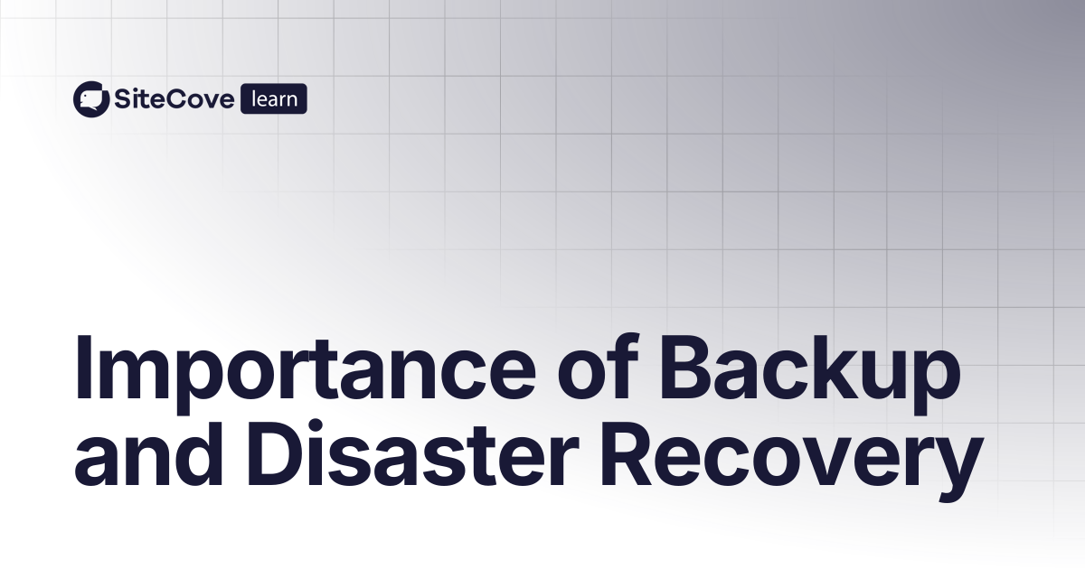 Importance of Backup and Disaster Recovery | SiteCove Learning Center